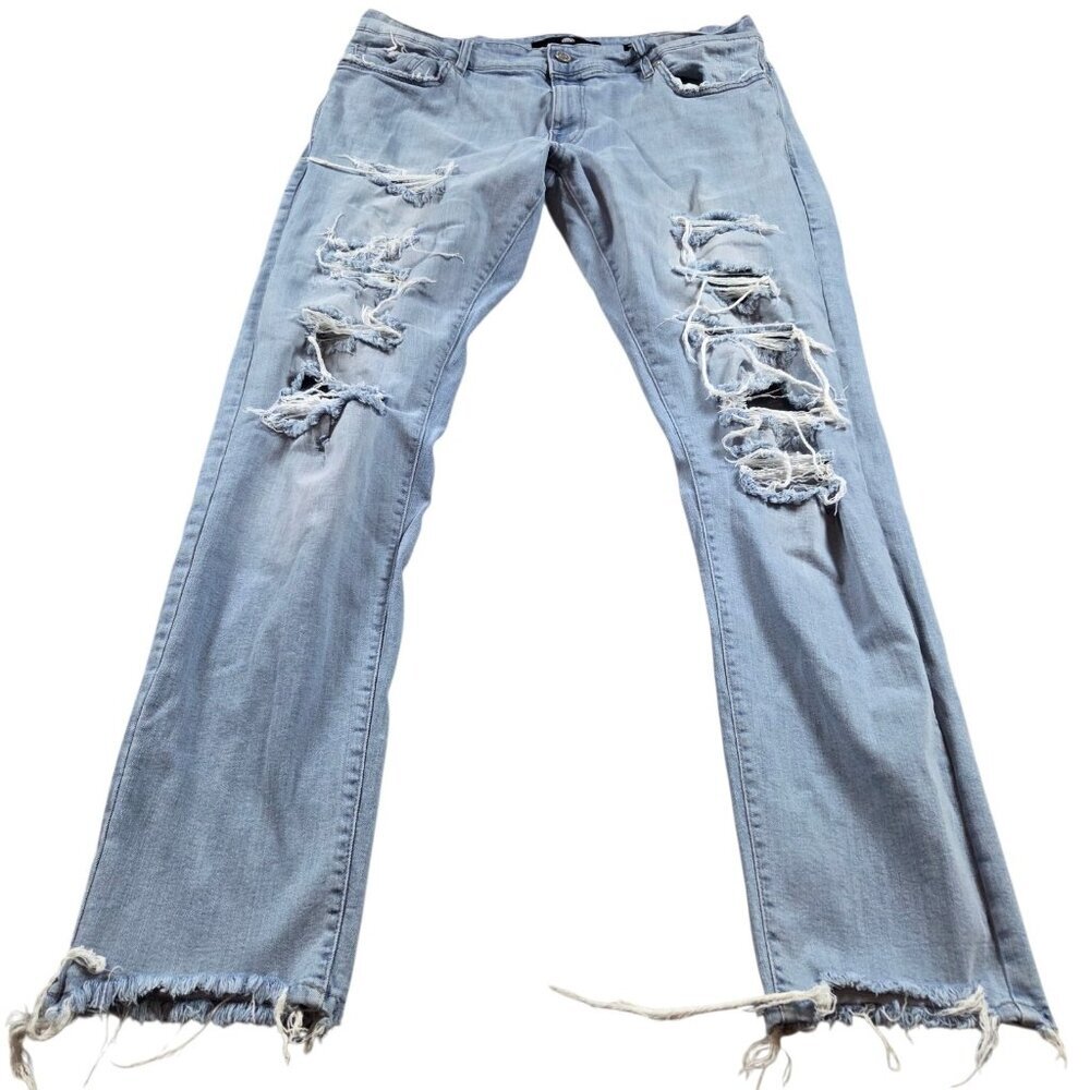 Jordan Craig Jeans Mens 38x32 Sean Slim Fit Distressed Light Wash Raw Hem